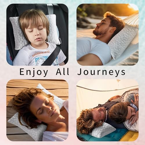 Travel Pillow Camping Pillow Small CoolingShredded Memory Foam Pillow, Compressible Medium Firm, Breathable Cover, Ideal Backpacking Hiking, Airplane and Car - Image 5