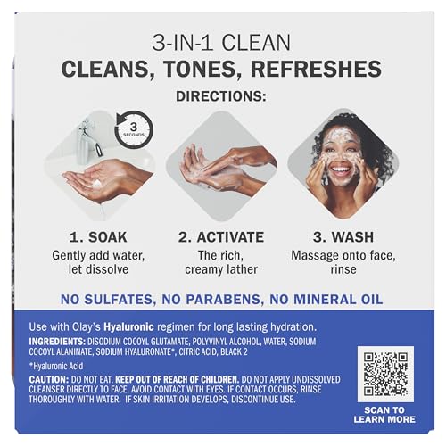 Olay Face Wash, Hyaluronic Acid Cleansing Melts, Fragrance-Free, Daily Use Gentle Cleanser, For All Skin Types, Travel Size, Water-Activated to Clean, Tone, and Refresh, 64ct (2 Pack x 32ct) - Image 11