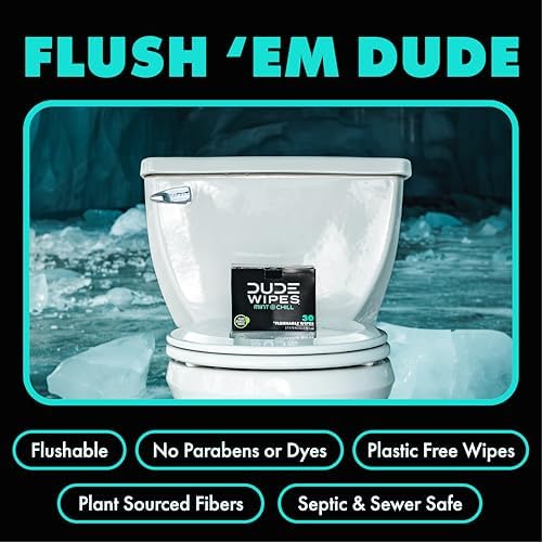 DUDE Wipes On-The-Go Mint Chill Travel Wipes - 30 Count (Individually Wrapped) - Extra-Large Adult Flushable Wipes - Infused with Tea Tree Oil, Vitamin E, and Aloe - Septic and Sewer Safe - Image 3