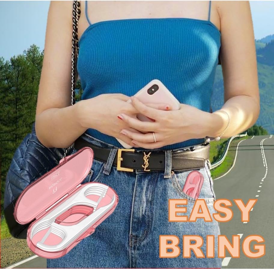 14 Packs Travel Dental Floss Pick Case, Holder, Come with 140pcs Premium QUALIALL Toothpick Flossers for Adults Teeth Cleaning, Sealed Portable Refillable, Green, Pink. - Image 2