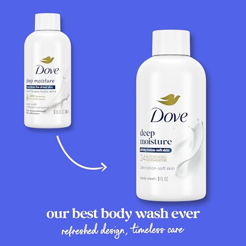 Dove Body Wash Deep Moisture for 24hr Lotion-Soft Skin Moisturizing Skin Cleanser with No Sulfates No Parabens 3 oz - Image 3