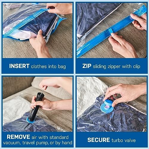 Spacesaver Variety Vacuum Storage Bags for Comforters, Blankets & Clothes – Sealed Compression Bags with Hand Pump – Space Saver Bags for Bedding,Travel & Organization - 3S, 3M, 3L & 3XL - Pack of 12 - Image 7